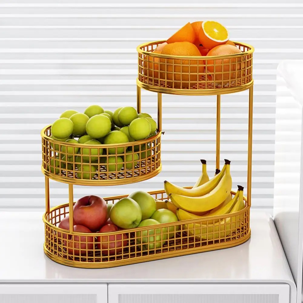 Food Drink Snacks - Трехслойная корзина с фруктами для гостиной,