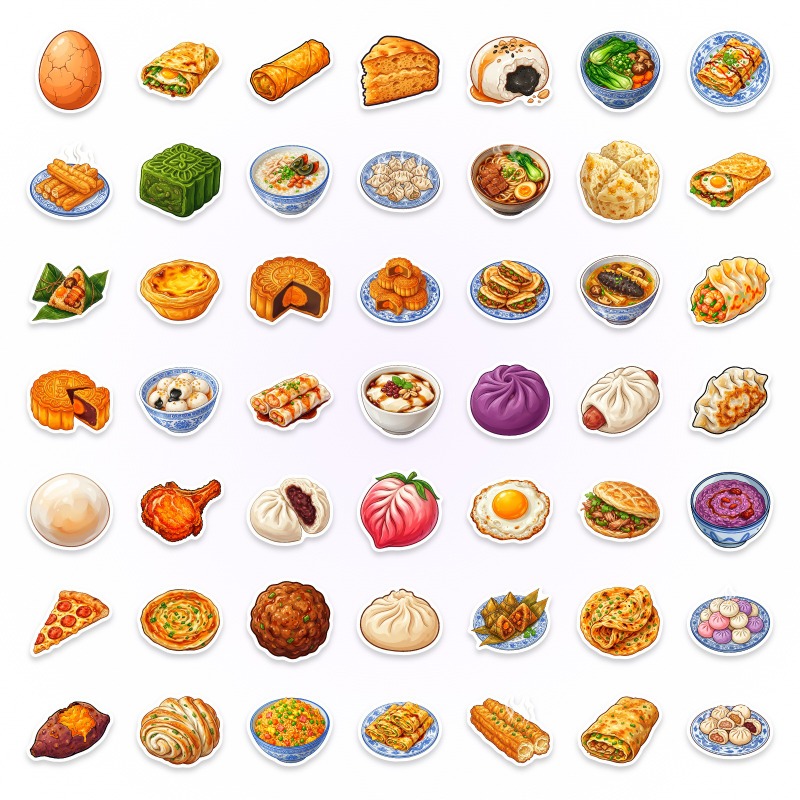 50 шт. наклеек с изображением  – обзор и цена Food Or Snacks