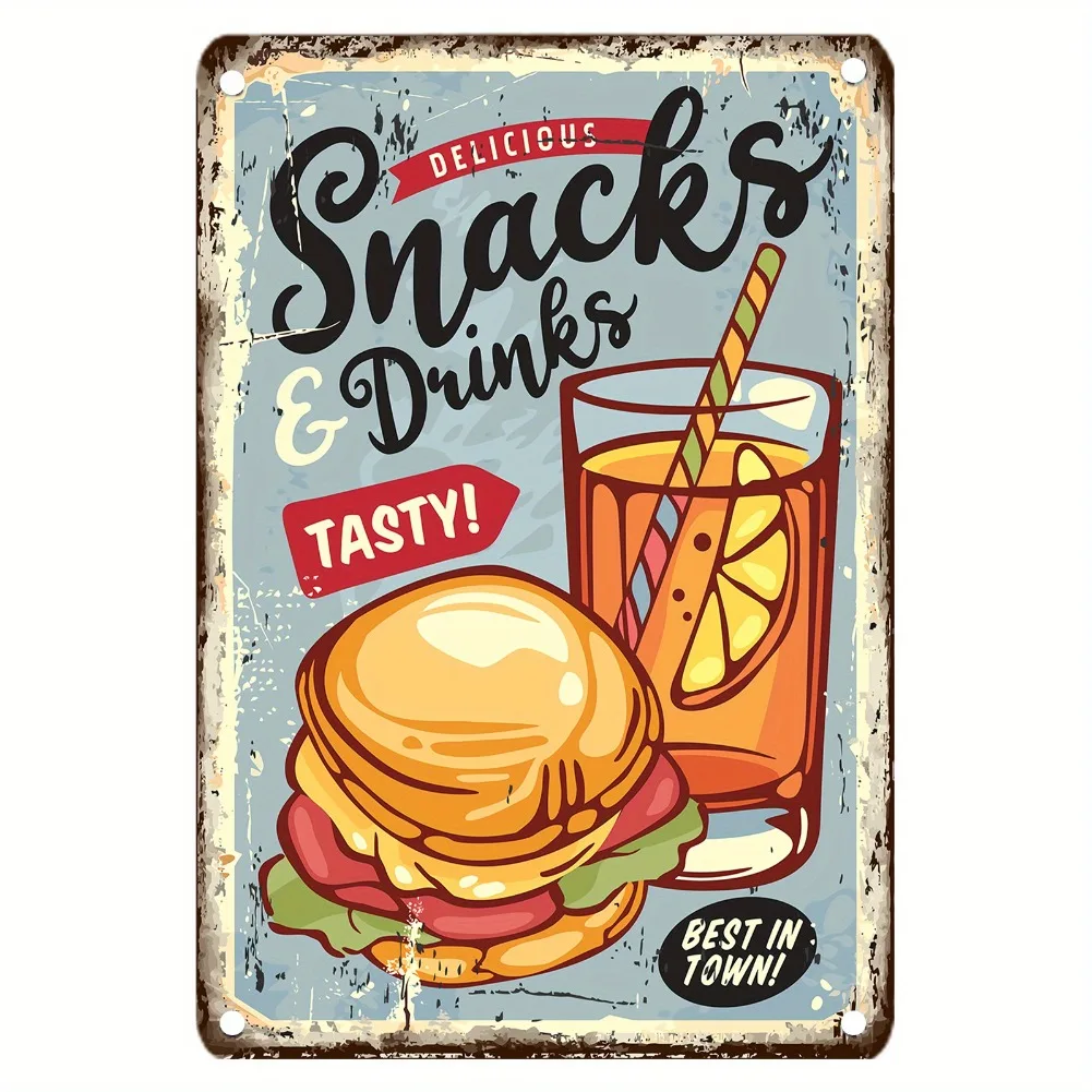 Винтажная металлическая вывеск – обзор и цена Food Drink Snacks